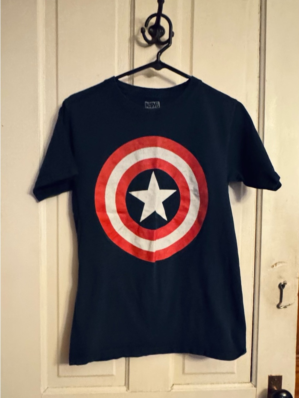 Marvel Captain America Shield Short Sleeve Tee in Black, Red, White